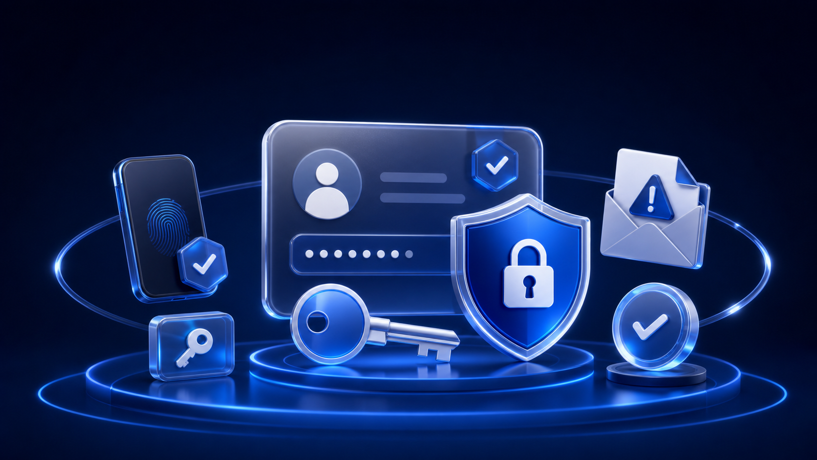Secure online account protected by a unique password key, multi-factor authentication, trusted device, and phishing warning