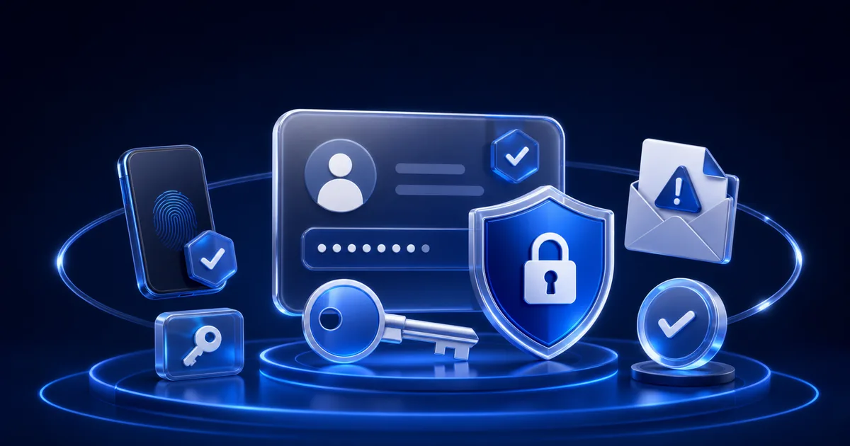 Secure online account protected by a unique password key, multi-factor authentication, trusted device, and phishing warning