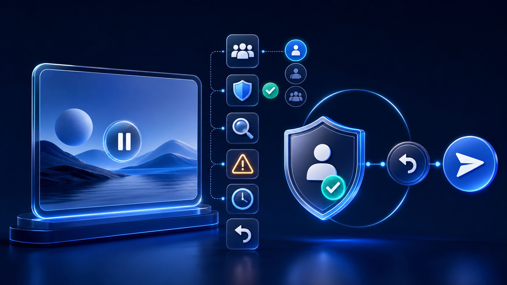 Digital image paused at a respectful sharing checkpoint with consent, audience, privacy, context, delay, warning, and cancel controls