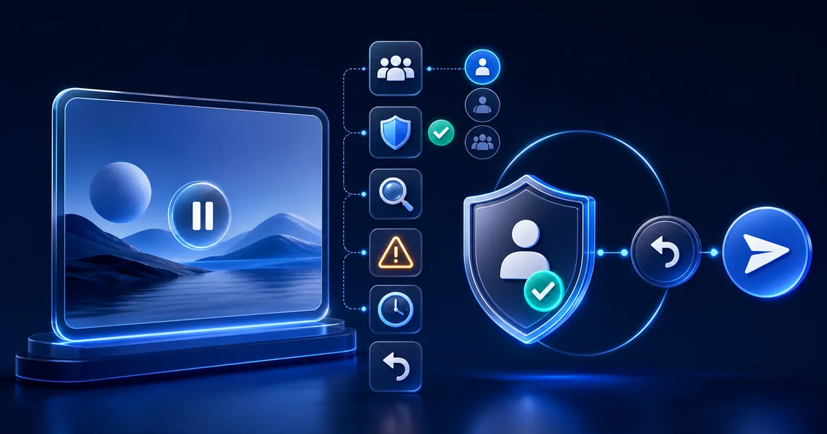 Digital image paused at a respectful sharing checkpoint with consent, audience, privacy, context, delay, warning, and cancel controls